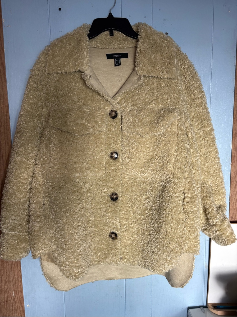 Forever 21 Sage Teddy Button-Up Jacket